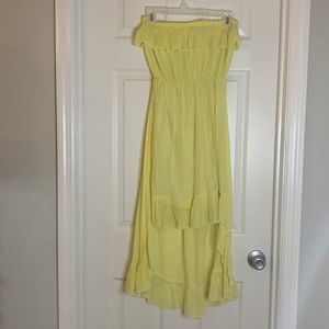 Yellow strapless high/low dress